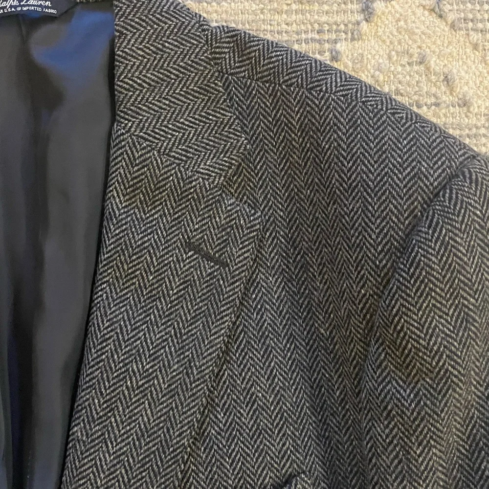 Ralph Lauren Made in USA Rare Blue Script Label Vintage Herringbone Jacket 44‎